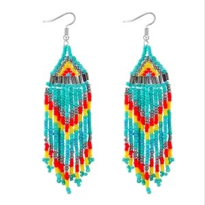 Turquoise Seed Bead Earrings